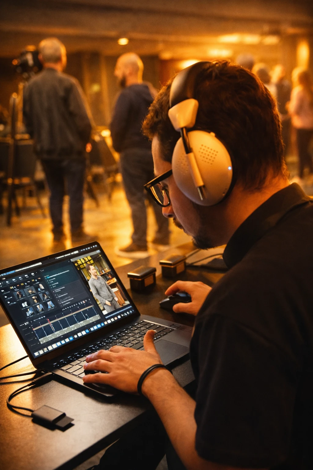 Anderson editando ao vivo em evento